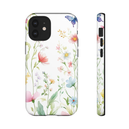 Watercolor Wildflower & Butterfly Phone Case - iPhone, Samsung, and Google case