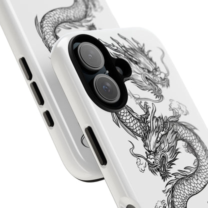 Dragons Phone Cases - Black Ink Tattoo Design of Dragons Tough Cases