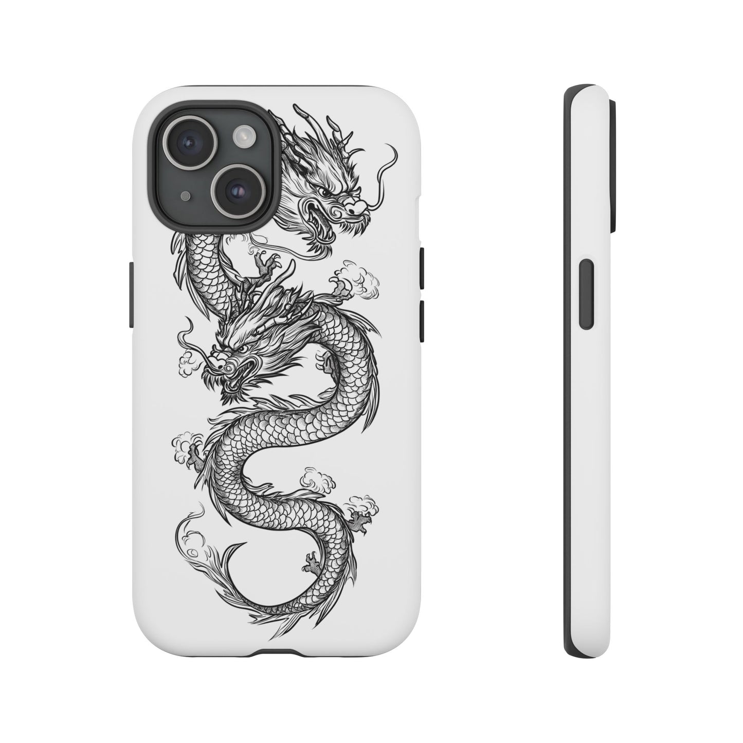 Dragons Phone Cases - Black Ink Tattoo Design of Dragons Tough Cases