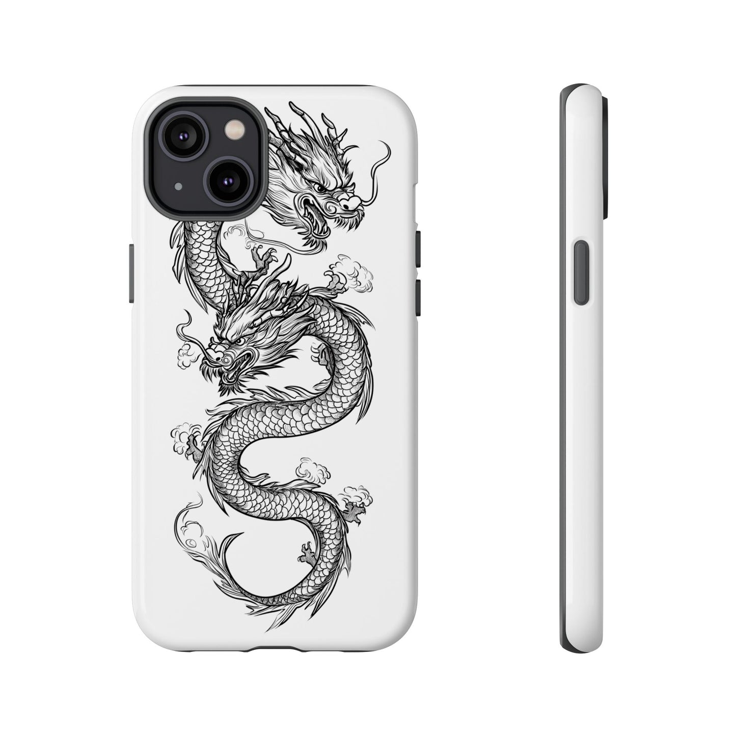 Dragons Phone Cases - Black Ink Tattoo Design of Dragons Tough Cases