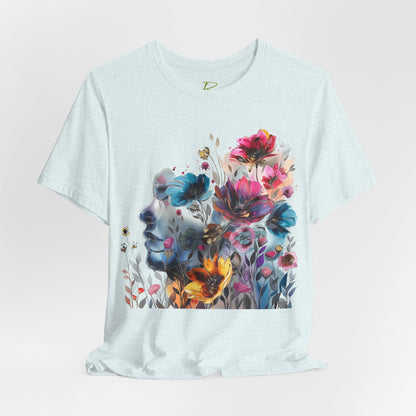 Floral Watercolor T-shirt for Women - Vibrant Artistic Tee - Lightweight Fabric Tee