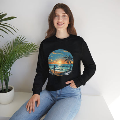 Unisex Heavy Blend™ Crewneck Sweatshirt - Colorful Beach Design