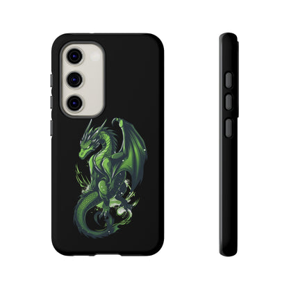 Tough Cases with Green Glowing Dragon design for iPhone, Samsung, and Google