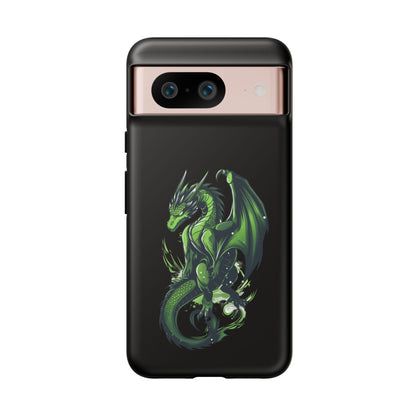 Tough Cases with Green Glowing Dragon design for iPhone, Samsung, and Google