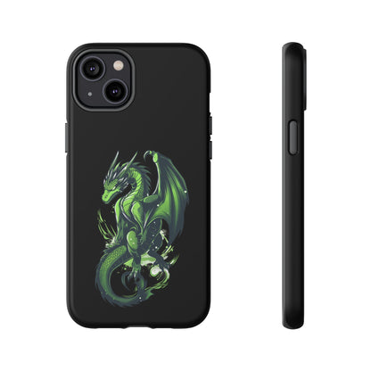 Tough Cases with Green Glowing Dragon design for iPhone, Samsung, and Google