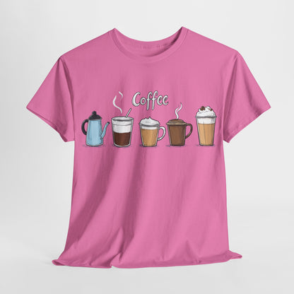 Coffee Cup Pattern Unisex Heavy Cotton Tee - Brewed Patterns Unisex Heavy Cotton Tee