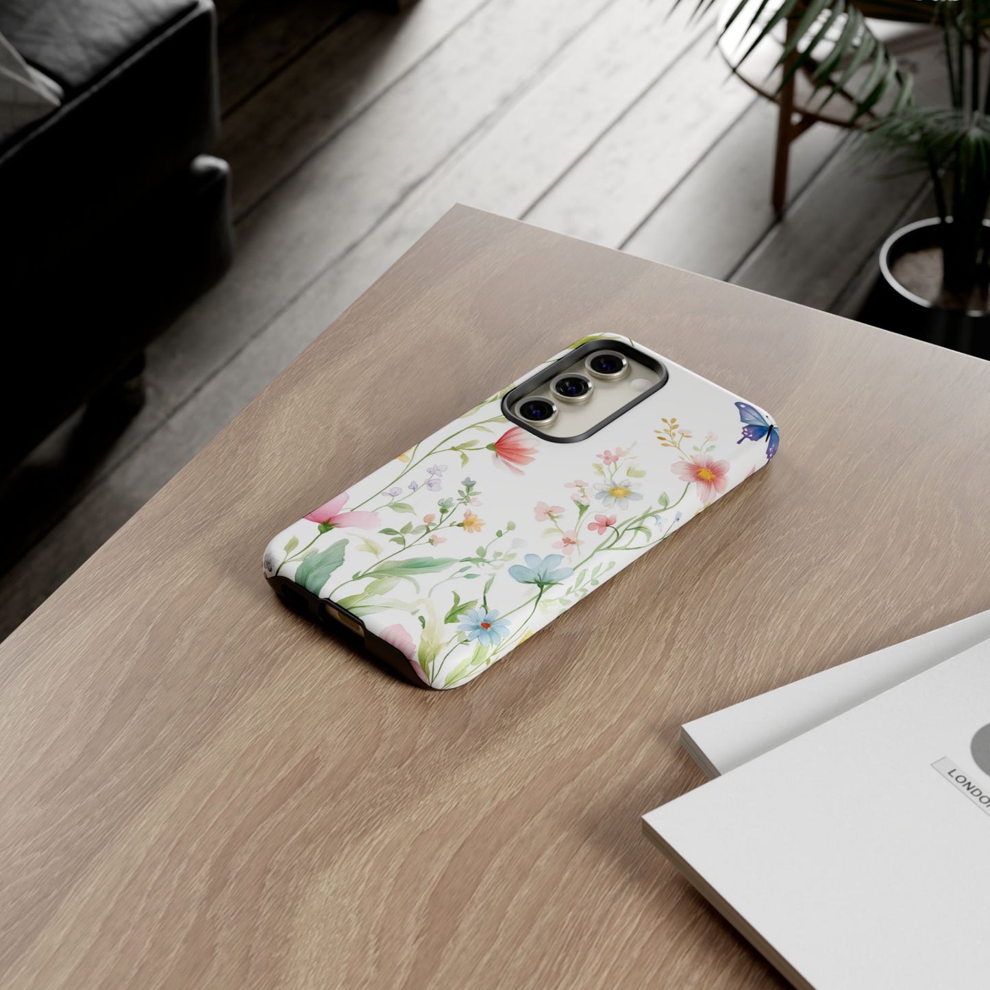 Watercolor Wildflower & Butterfly Phone Case - iPhone, Samsung, and Google case