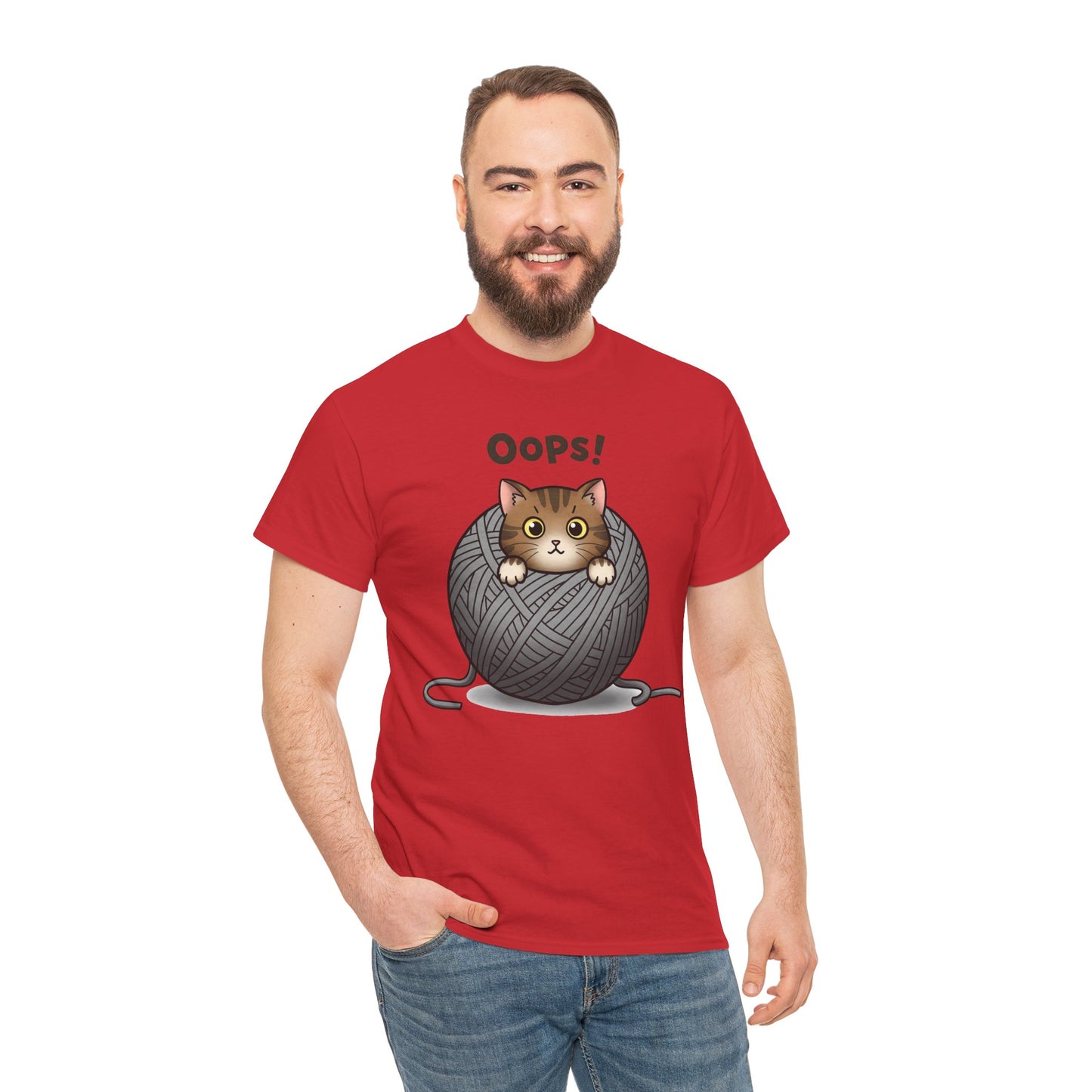 Cotton Tee with Cute Cat Design - 'Oops!' Humor for Cat Lovers