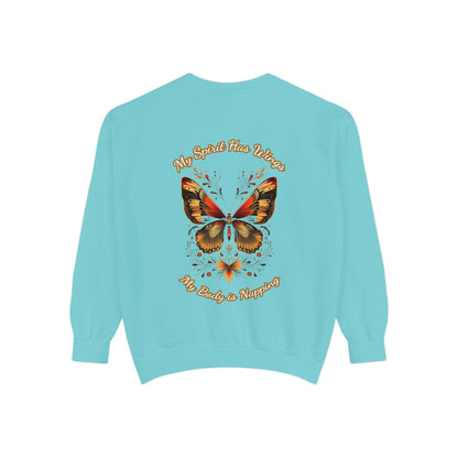 Butterfly Design Unisex Garment-Dyed Sweatshirt - Butterfly Sweatshirt