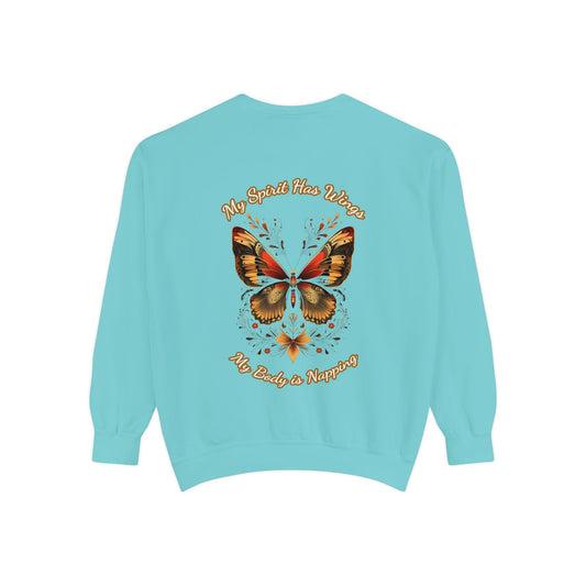 Butterfly Design Unisex Garment-Dyed Sweatshirt - Butterfly Sweatshirt