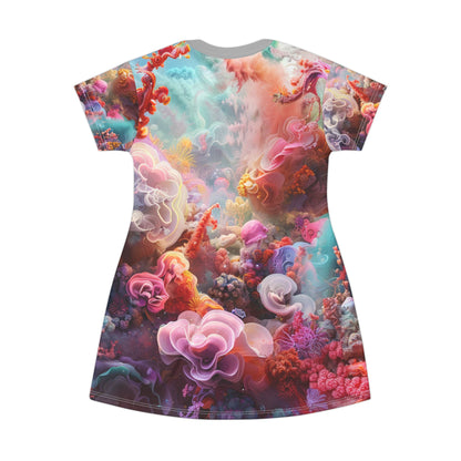 Abstract Watercolor T-Shirt Dress