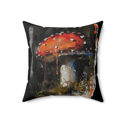 Mushroom Oil colored Square Cushion (Black)