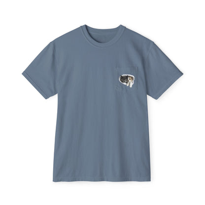 Cute 3D Cats in Pocket T-Shirt - Unisex Garment-Dyed Pocket Tee