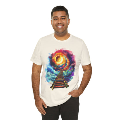 Unisex T-Shirt with 3D Watercolor Universe and an Abstract Representation with a Sun