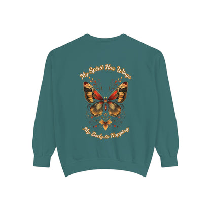 Butterfly Design Unisex Garment-Dyed Sweatshirt - Butterfly Sweatshirt