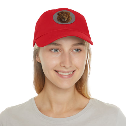 Lion Design Dad Hat with Leather Patch – Stylish Casual Hat for Animal Lovers