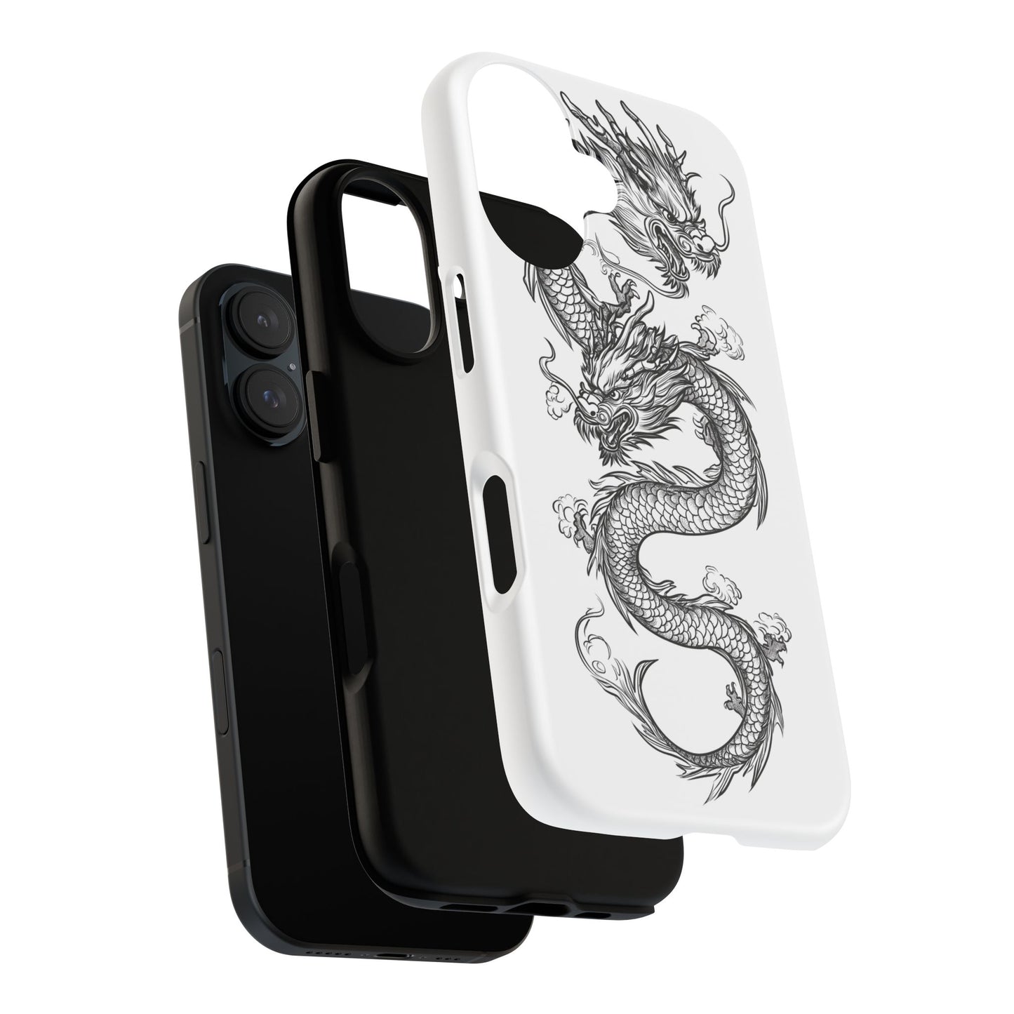 Dragons Phone Cases - Black Ink Tattoo Design of Dragons Tough Cases