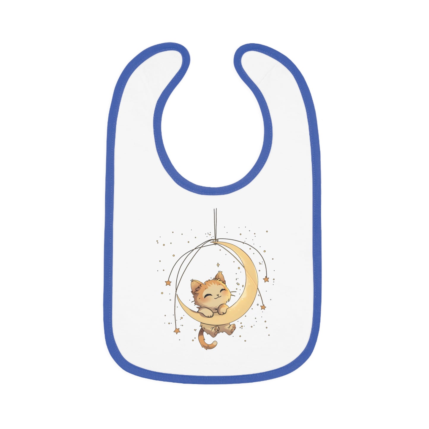 Soft & Stylish Cute Cat Bib- Baby Contrast Trim Jersey Bib