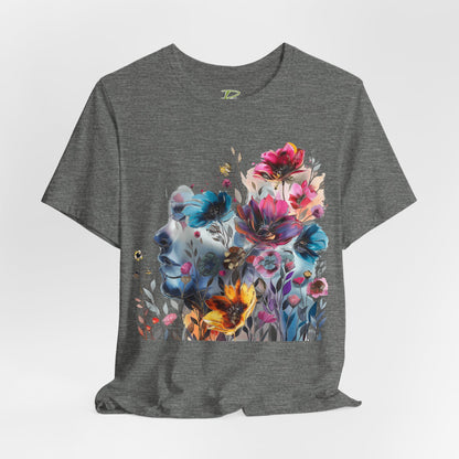 Floral Watercolor T-shirt for Women - Vibrant Artistic Tee - Lightweight Fabric Tee