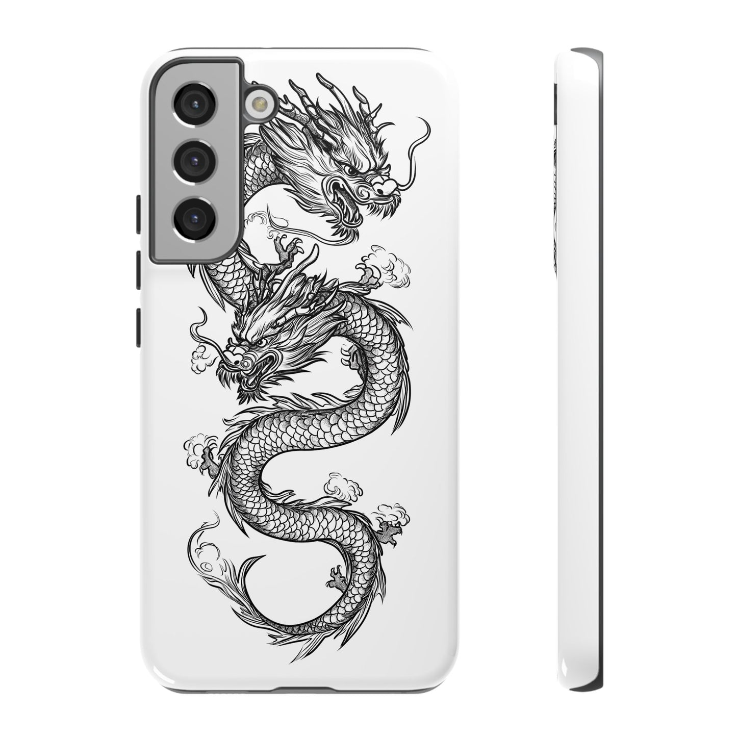 Dragons Phone Cases - Black Ink Tattoo Design of Dragons Tough Cases