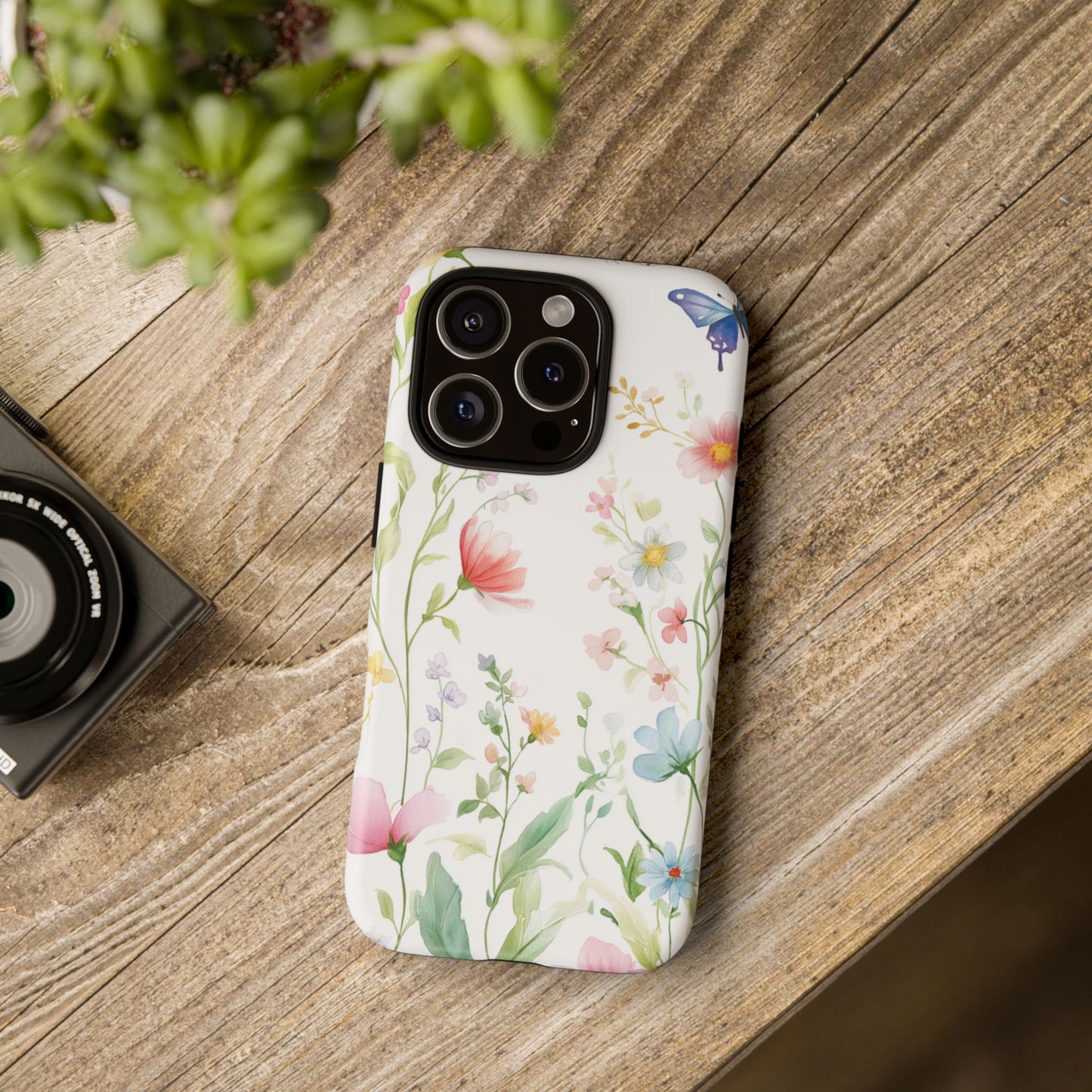 Watercolor Wildflower & Butterfly Phone Case - iPhone, Samsung, and Google case