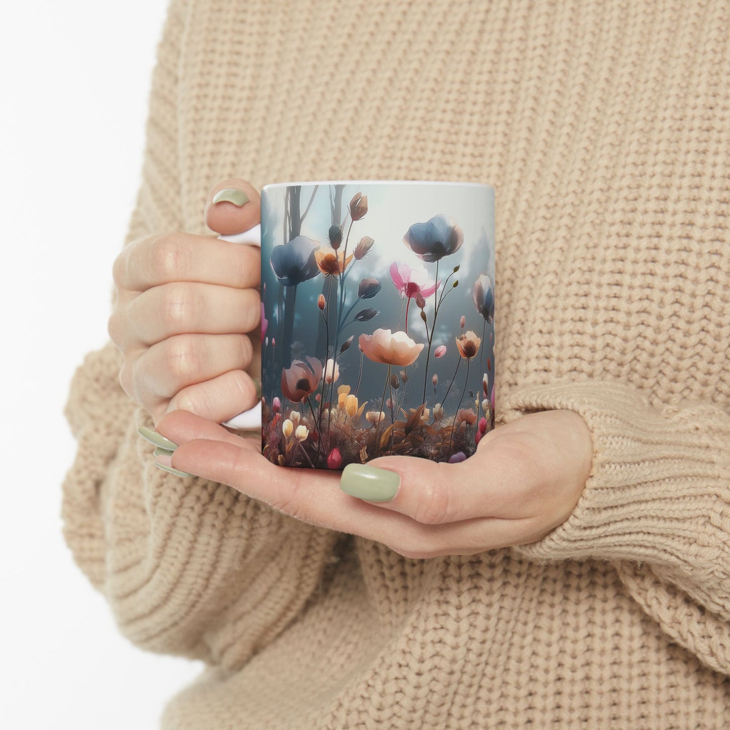 Ceramic Mug with Wildflowers design, (11oz, 15oz)