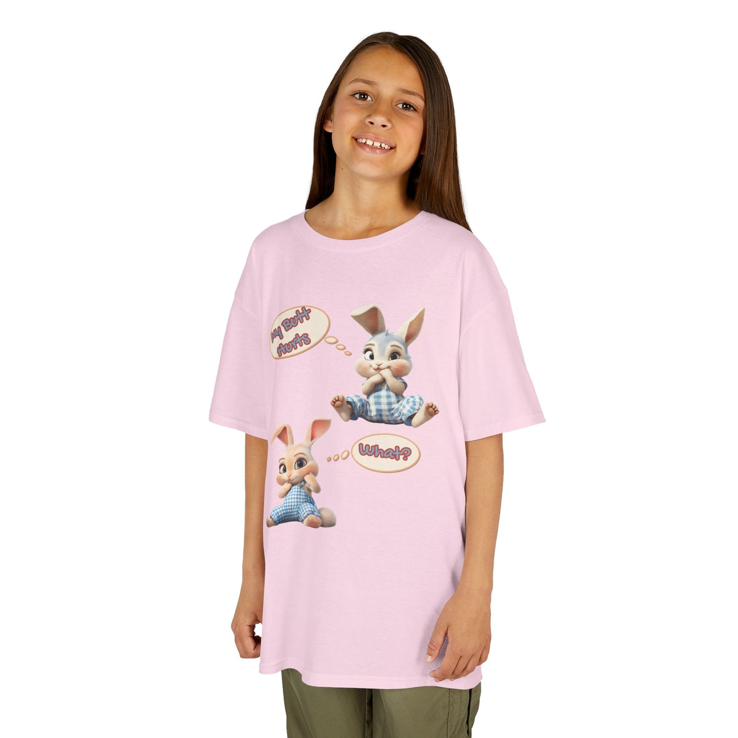 Cute Bunny Youth Heavy Cotton Tee - "My Butt Hurts" Graphic T-Shirt