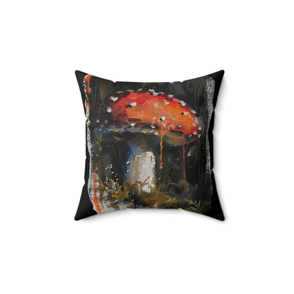 Mushroom Oil colored Square Cushion (Black)