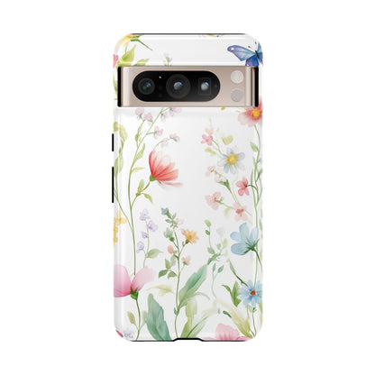 Watercolor Wildflower & Butterfly Phone Case - iPhone, Samsung, and Google case