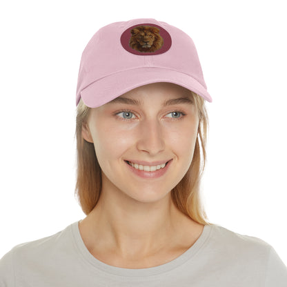 Lion Design Dad Hat with Leather Patch – Stylish Casual Hat for Animal Lovers