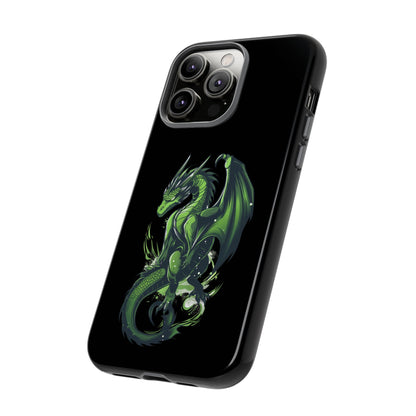 Tough Cases with Green Glowing Dragon design for iPhone, Samsung, and Google