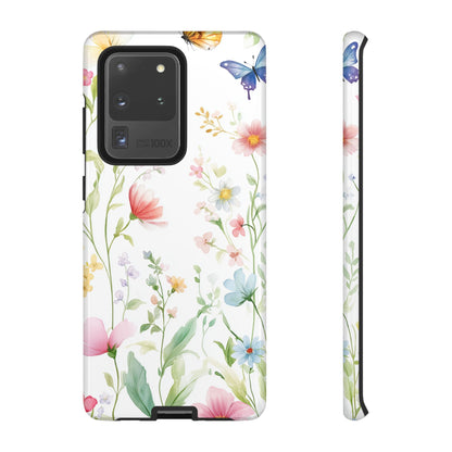 Watercolor Wildflower & Butterfly Phone Case - iPhone, Samsung, and Google case