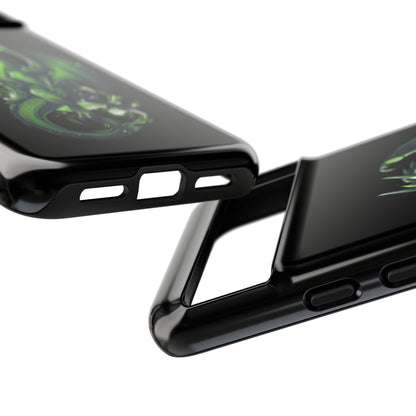 Tough Cases with Green Glowing Dragon design for iPhone, Samsung, and Google