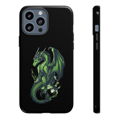 Tough Cases with Green Glowing Dragon design for iPhone, Samsung, and Google