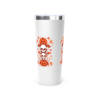 Copper Vacuum Insulated Tumbler, 22oz - Pumpkins, Skulls, and Spiders Insulated Tumbler - Spooky Tumbler