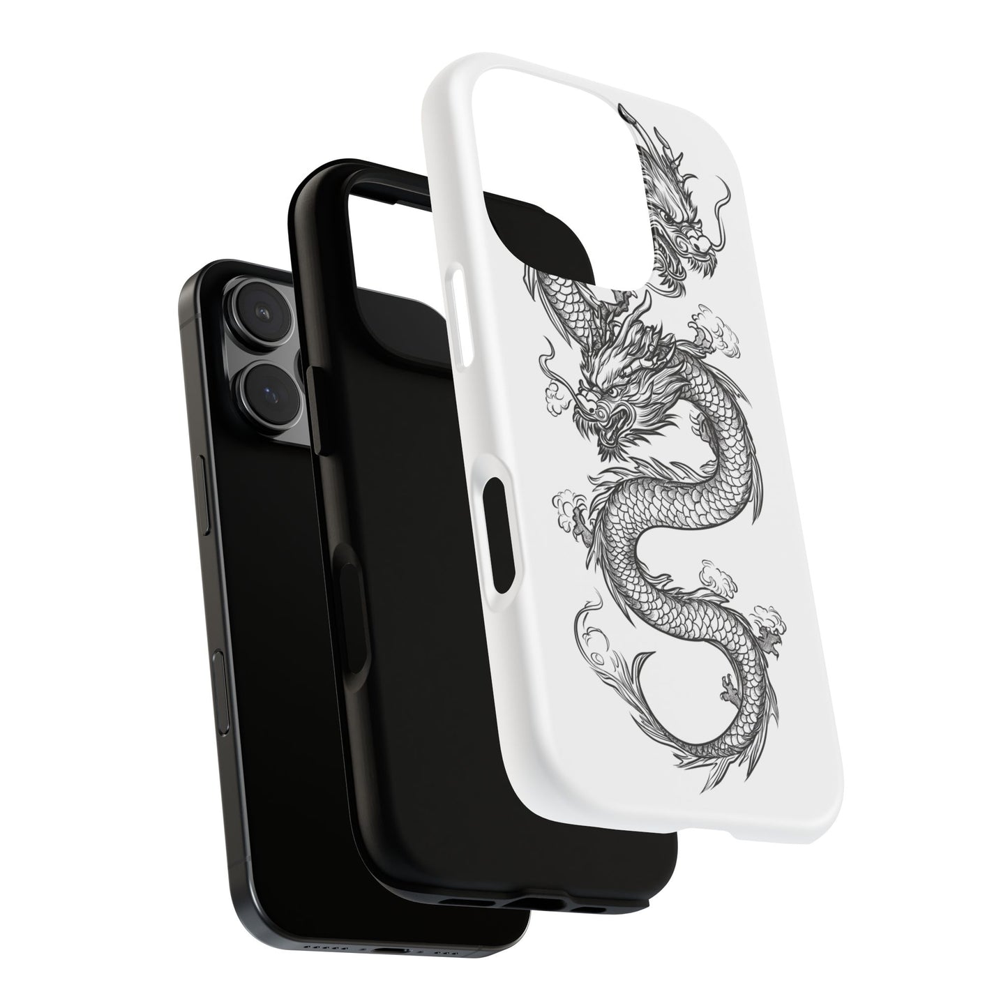 Dragons Phone Cases - Black Ink Tattoo Design of Dragons Tough Cases