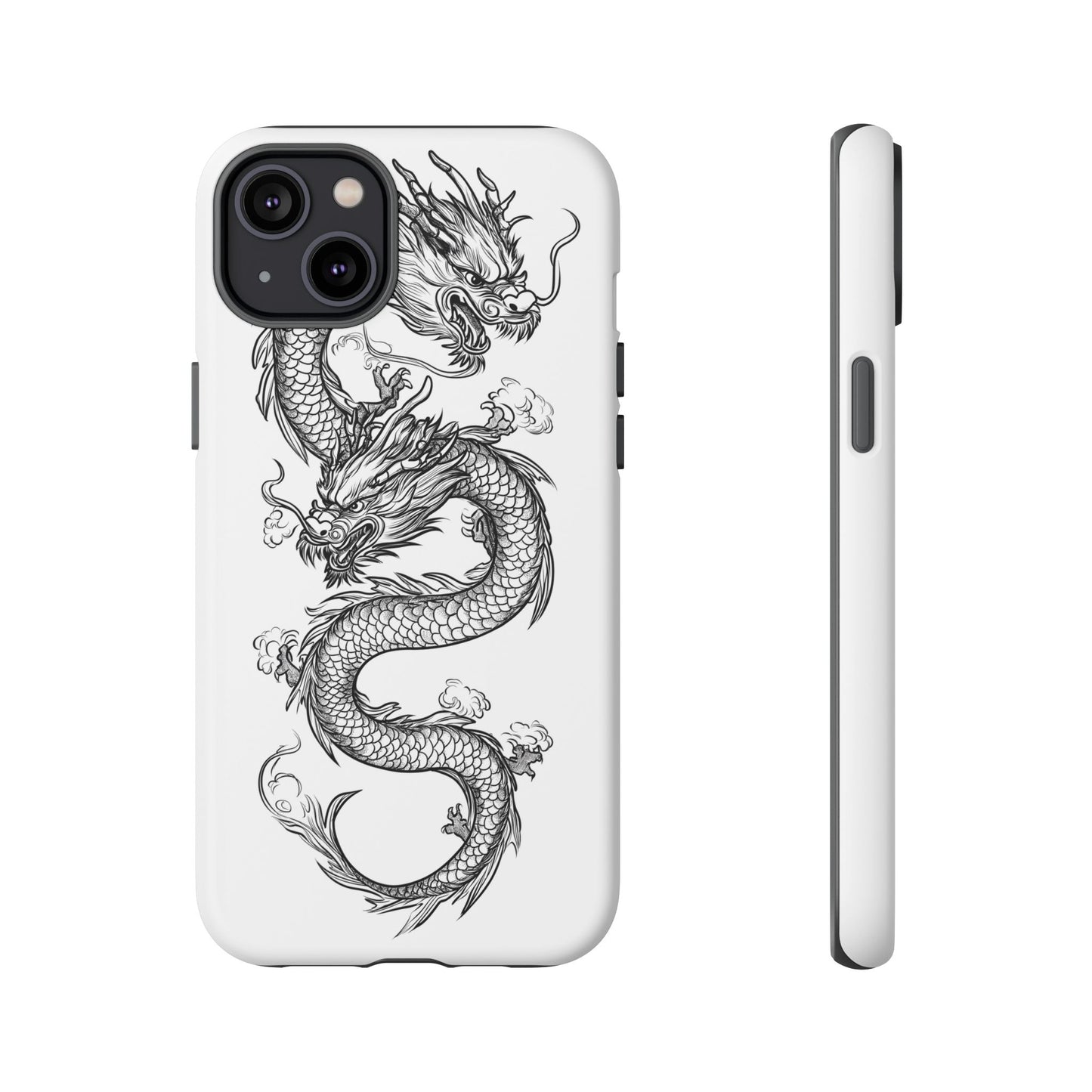 Dragons Phone Cases - Black Ink Tattoo Design of Dragons Tough Cases