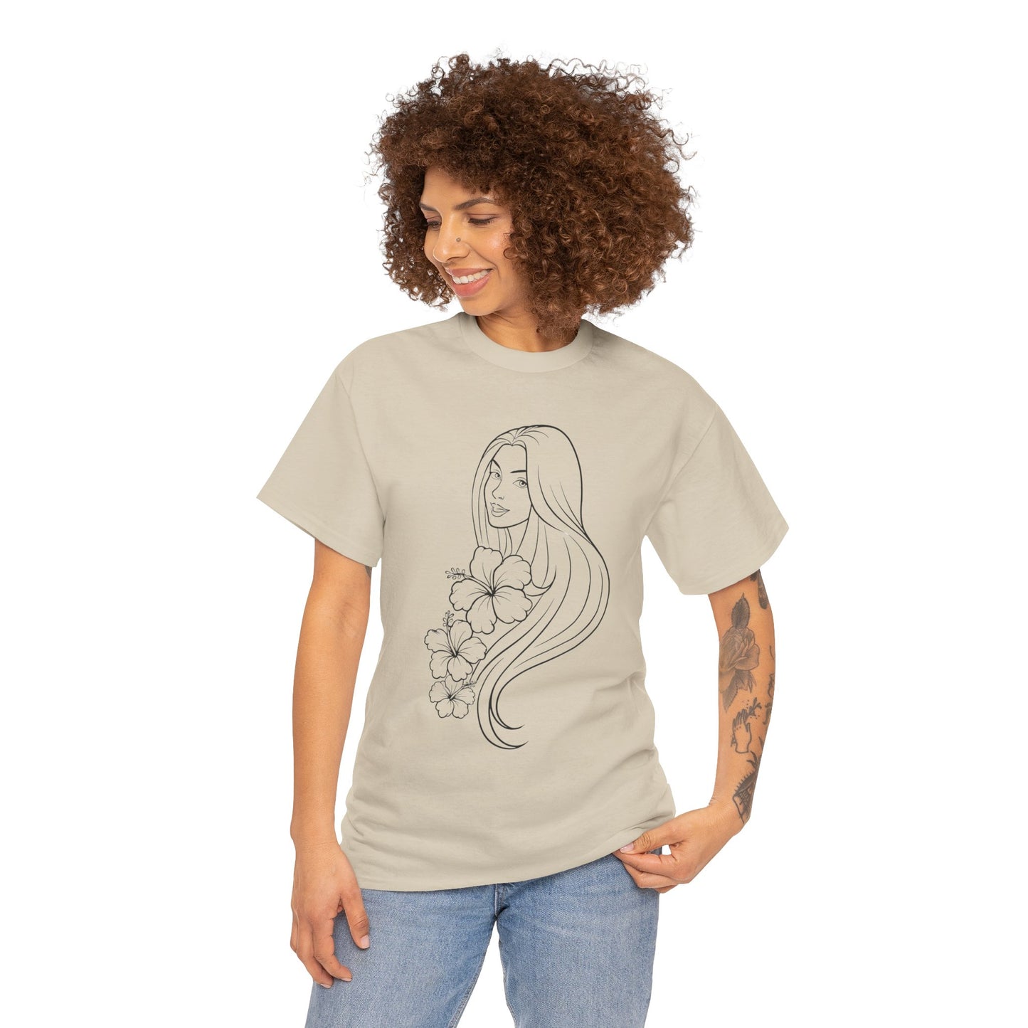 Floral Princess Cotton Tee - Chic Casual Wear - Birthday Gift - Mother's Day Gift