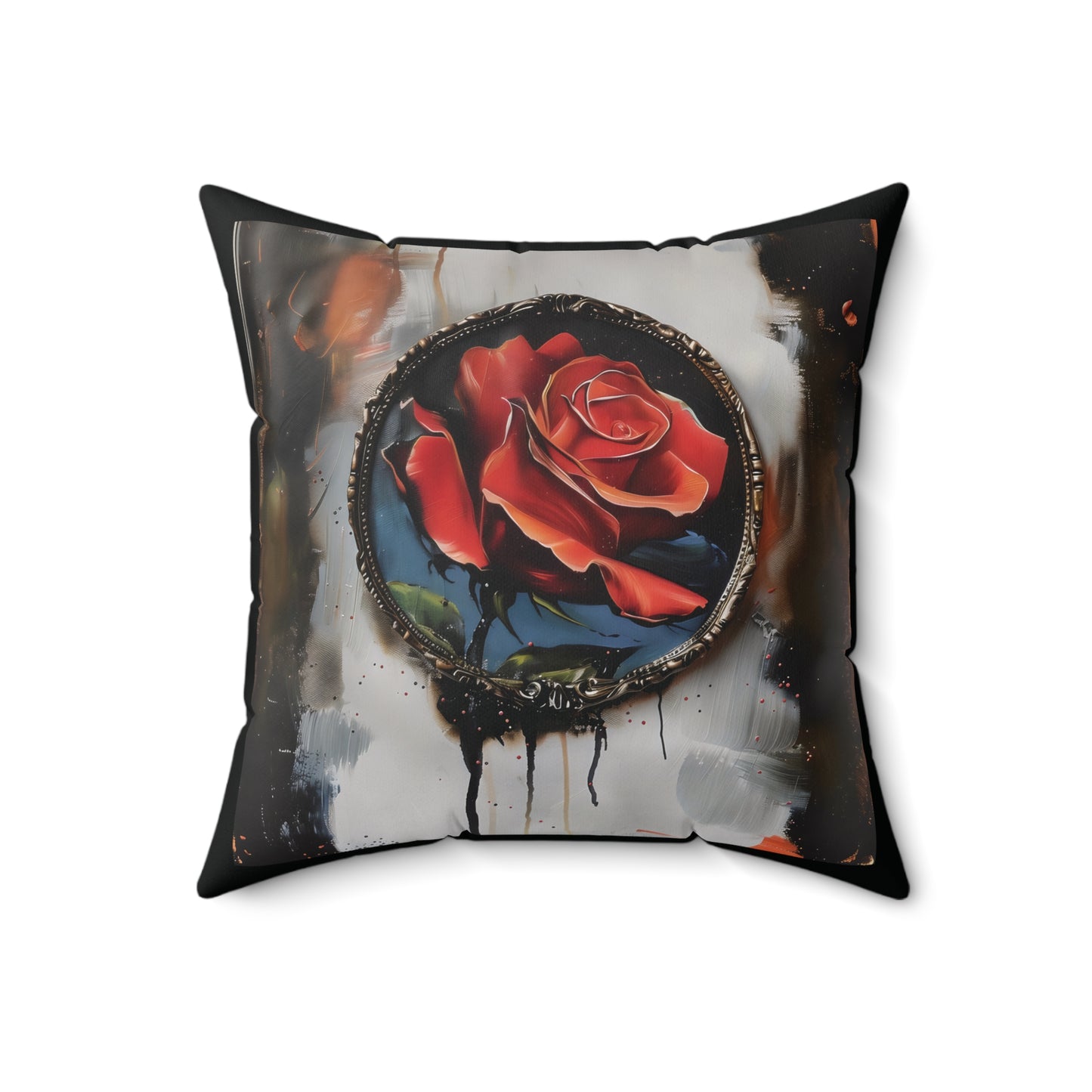 Rose Oil colored and Miniature Square Cushion Black