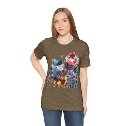 Floral Watercolor T-shirt for Women - Vibrant Artistic Tee - Lightweight Fabric Tee