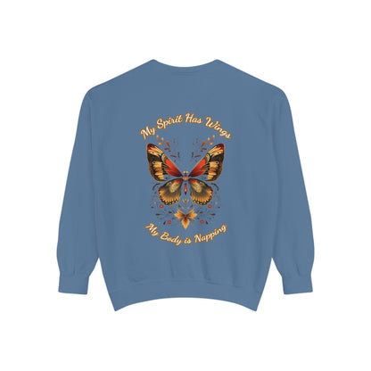 Butterfly Design Unisex Garment-Dyed Sweatshirt - Butterfly Sweatshirt
