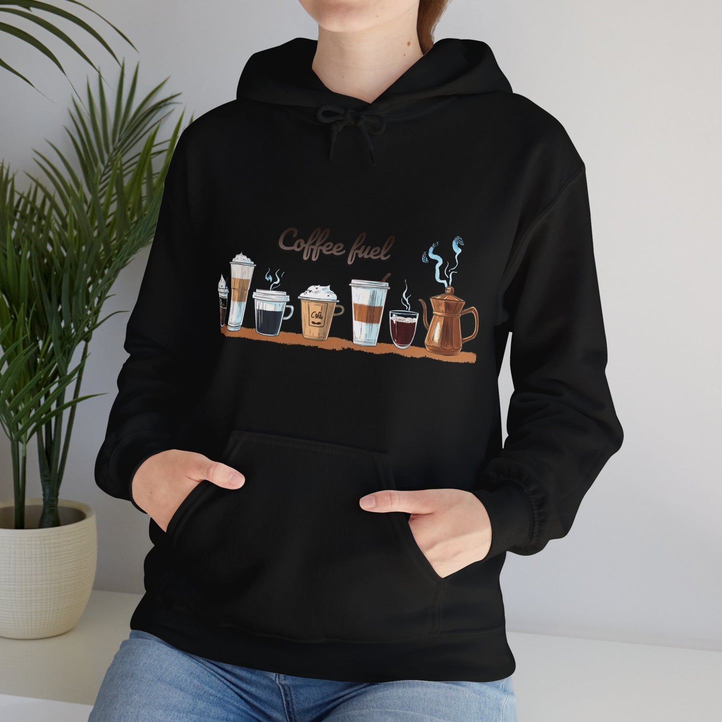 Unisex Heavy Blend™ Hooded Sweatshirt - Cozy Coffee Cups Design Hooded Sweatshirt