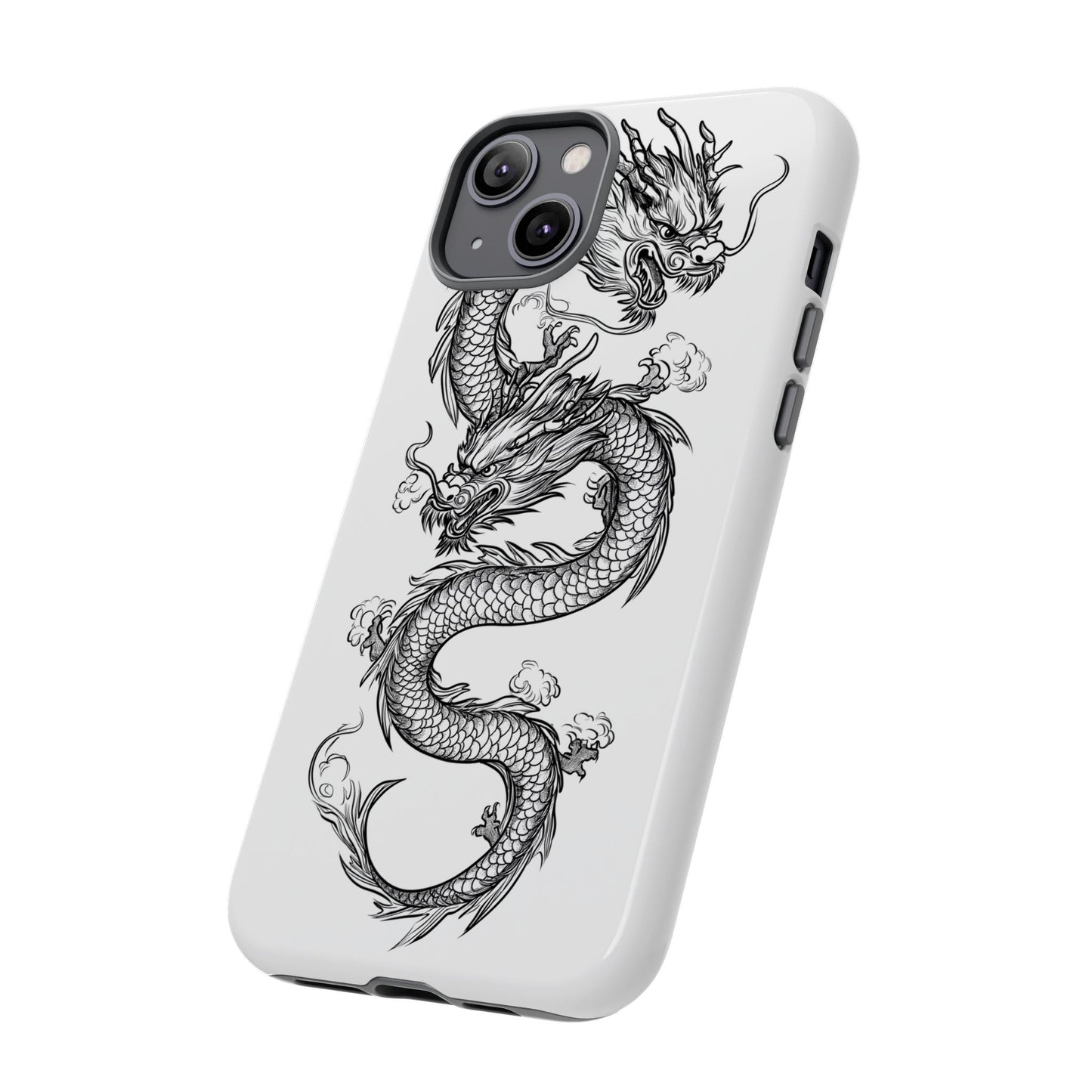 Dragons Phone Cases - Black Ink Tattoo Design of Dragons Tough Cases