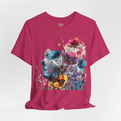 Floral Watercolor T-shirt for Women - Vibrant Artistic Tee - Lightweight Fabric Tee