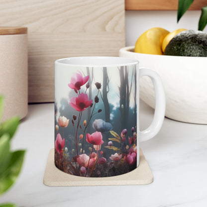 Ceramic Mug with Wildflowers design, (11oz, 15oz)