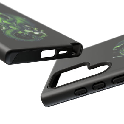 Tough Cases with Green Glowing Dragon design for iPhone, Samsung, and Google