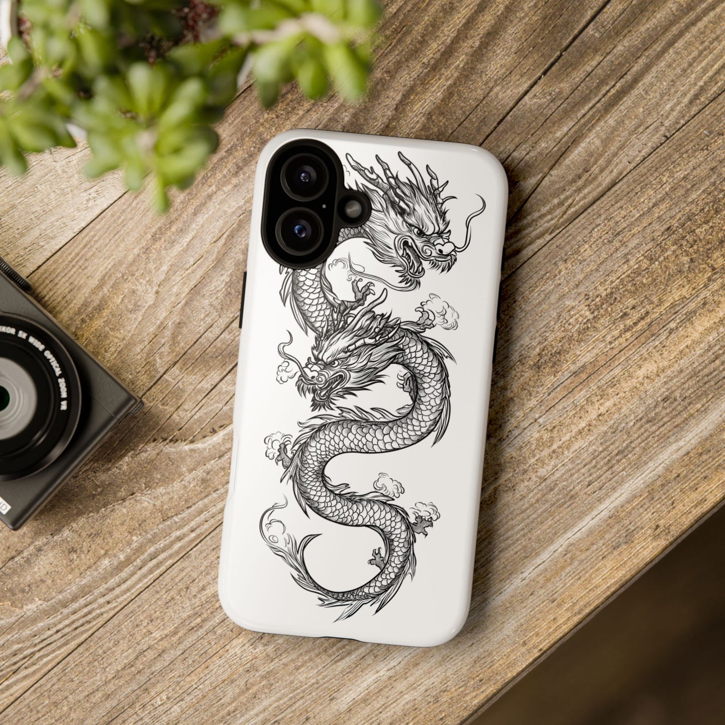 Dragons Phone Cases - Black Ink Tattoo Design of Dragons Tough Cases