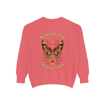 Butterfly Design Unisex Garment-Dyed Sweatshirt - Butterfly Sweatshirt