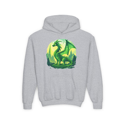 Youth Heavy Blend Hooded Sweatshirt - Green Dragon Design Hoodies