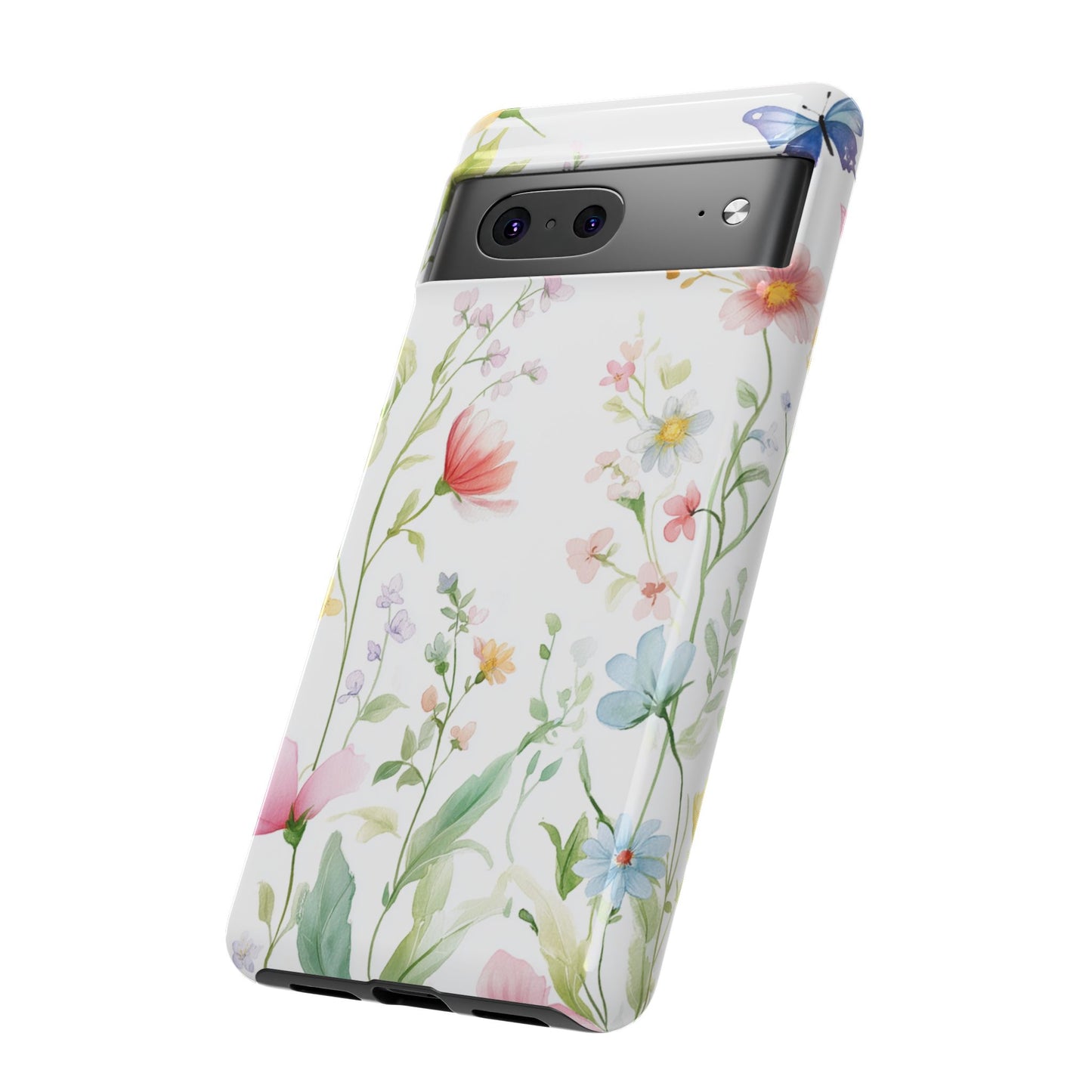 Watercolor Wildflower & Butterfly Phone Case - iPhone, Samsung, and Google case